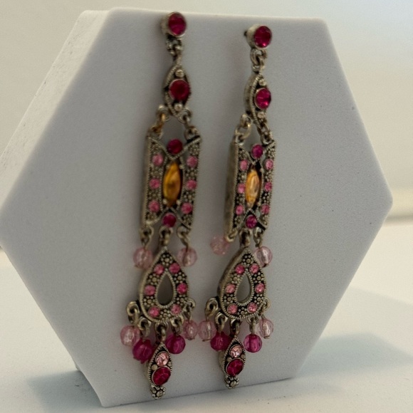 Pink Jeweled Earrings - Picture 5 of 5